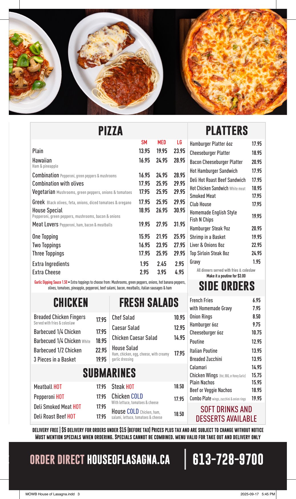 House of Lasagna Menu - Page 2